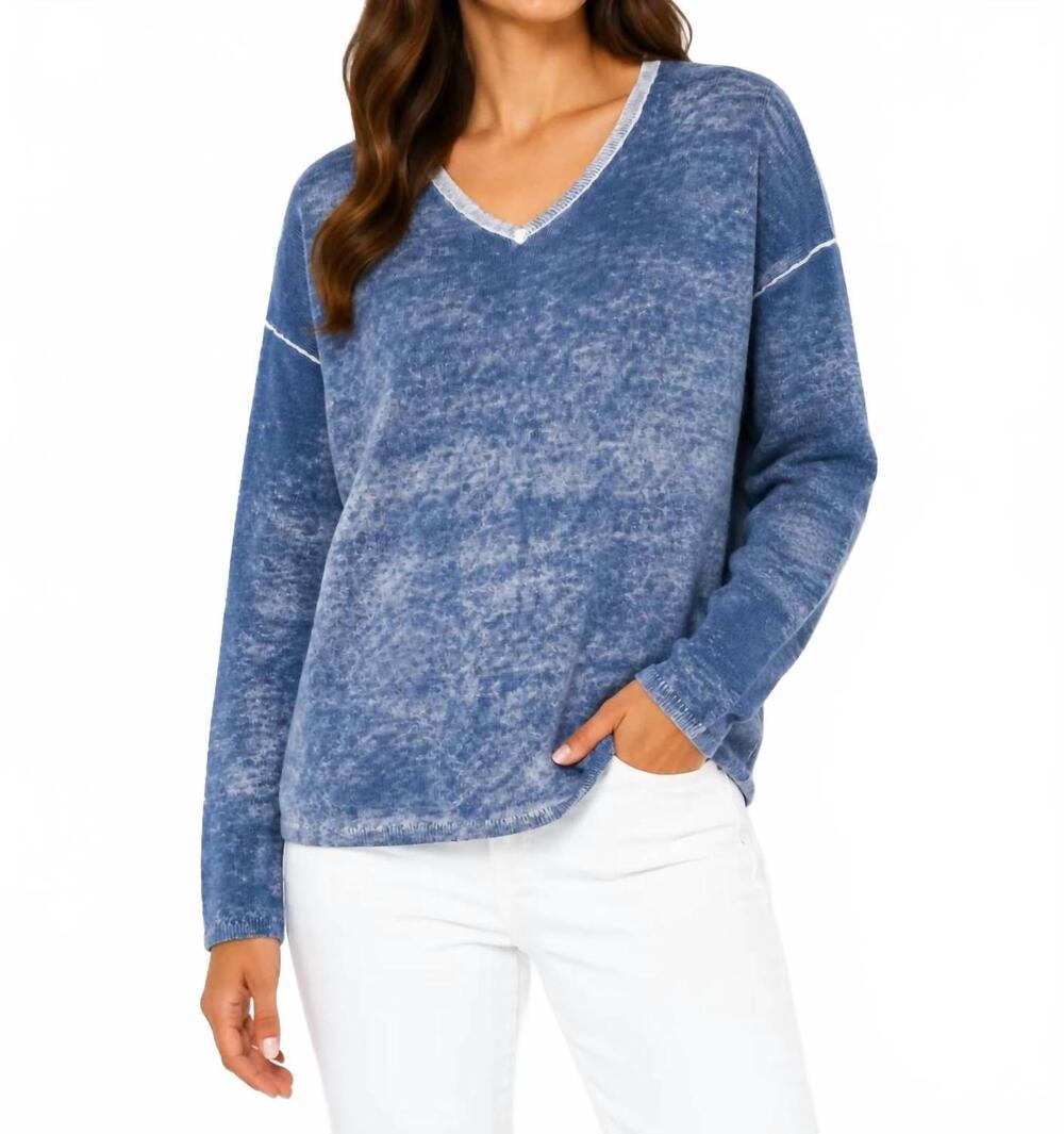 NEW CHARLIE B long sleeve drop shoulder sweater in blue